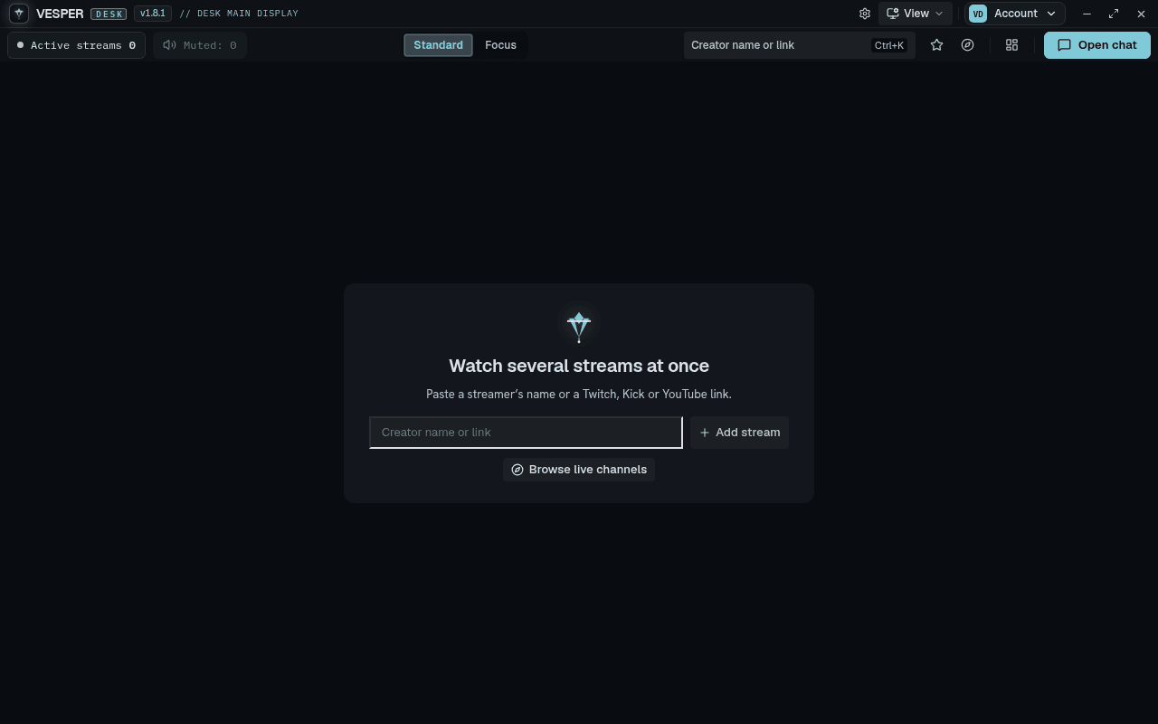 The empty desk with the welcome card and the Creator name or link field.